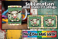 Bright smiles sublimation mug wrap, Cute Cow Product Image 1