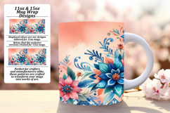 Unique 11oz Mug Wrap Png Template , Watercolor Patter Product Image 1