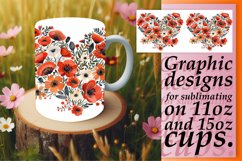 Heart Floral Pattern Mug Wrap for Spring Product Image 1