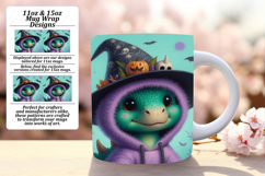 Fun 11oz Mug Wrap Png Design , Halloween Dino Product Image 1