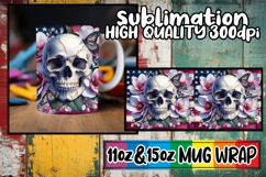 Everyday joy sublimation 11oz 15oz mug wrap, Skull USA Product Image 1