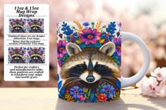 Sublimation Wrap: Vibrant Raccoon &amp; Flowers Design Product Image 1