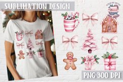 Christmas Coquette Bow PNG Holidays Funny Watercolor Product Image 1
