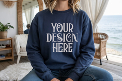 Navy Gildan 18000 Sweatshirt Model Mockups, Product Image 1