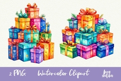 Retro Christmas Present Clipart Groovy Disco PNG Product Image 1
