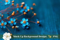 Blue Wooden Background Mockup, Floral Background PNG Product Image 1
