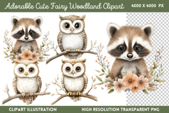 Adorable Cute Fairy Woodland Clipart Bundle PNG Product Image 9