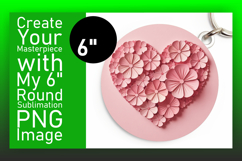 Whimsical Round Design Car Coaster PNG , Flowers Heart Product Image 1