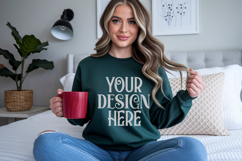 Forest Green Gildan 18500 Sweatshirt Mockup, Unisex mockups Product Image 1