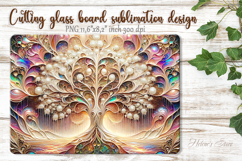 Pastel Iridescent Gold Tree glass kitchen cutting board PNG Product Image 1