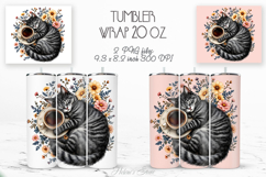 Cute cat and coffee cup straight tumbler 20oz wrap designs Product Image 1