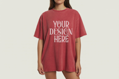 Crimson Comfort Colors 1717 T-shirt Mockups, Real Model Product Image 1
