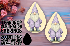 Unique Teardrop Earrings Artwork for Sublimation , Gnome Product Image 1