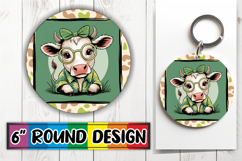 Cheerful Round Car Coaster, Cute Cow Product Image 1