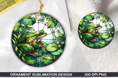 Cute Frog Stained Glass Ornament PNG, Digital Download File Product Image 1