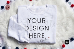 4th Of July White Sweatshirt Mockup Flatlay Product Image 1