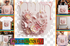 Unique TSHIRT PNG Gift Ideas, 3D Flowers Product Image 1