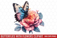 Butterflies With Flowers Clipart Product Image 1