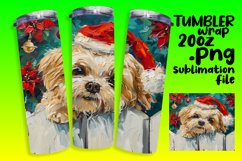 Peeking Dog Winter Sublimation Christmas Tumbler Wrap Art Product Image 1