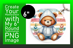 Dynamic Keychain Circle Design PNG , Teddy Bear Product Image 1