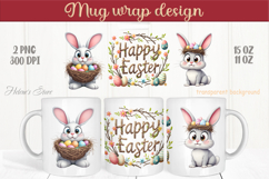 Easter rabbit mug wrap sublimation |Funny Bunny mug design Product Image 1