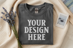 Charcoal Gildan 5000 Flat Lay Tshirt Mockup, G5000 mockup Product Image 1