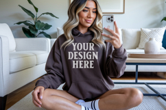 Dark Chocolate Gildan 18500 Hoodie Sweatshirt Mockup, 185 mo Product Image 1