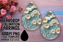 3D Flowers in Hole Teardrop Earrings Sublimation Design Product Image 1