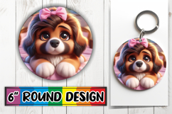 Blissful Round Keychains Sublimation, 3D Dog Product Image 1