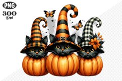 Halloween Cat And Pumpkin Sublimation - Clipart PNG Design Product Image 1