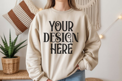Sand Gildan 18000 Sweatshirt Model Mockups Product Image 1