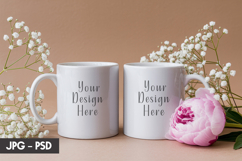 Rose Pair Mug Mockup PSD Product Image 1