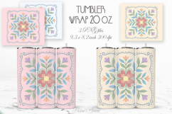 Cute pastel floral tiles straight tumbler 20oz wrap designs Product Image 1
