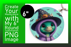 Artful Keychain Circle Design Template , Halloween Dino Product Image 1
