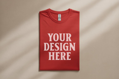 Gildan 64000 Red Folded Tshirt Mockup Product Image 1