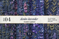 Embroidered Denim Digital Paper| Floral Denim Pattern Product Image 1