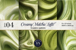 Matcha Latte Swirl Pattern, Creamy Matcha Abstract Paper Product Image 1