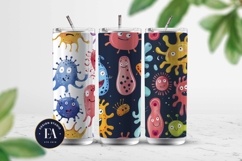 Cute baby monster Digital Paper | Spooky Bacteria Pattern Product Image 2