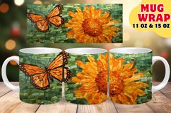 Colorful Stained Glass Mosaic Sublimation 11oz 15oz Mug Wrap Product Image 1