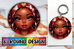 Cheerful Circle Keychains Design PNG, Love Girl Product Image 1