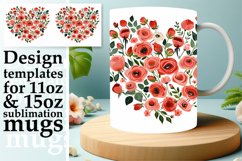 Spring Heart Mug Wrap Floral Design Product Image 1