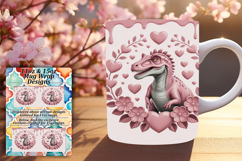 Gorgeous 11oz Mug Wrap Png Design , Cute Dino Product Image 1