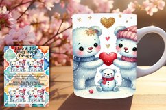 Elegant 15oz Mug Wrap Png Artwork , Valentine Bear Product Image 1