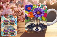 Bright Raccoon with Flower Mug Wrap 11oz/15oz Product Image 1