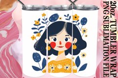 Feminine Watercolor Portrait Tumbler Wrap 20oz Product Image 1