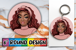 Blissful Keychain Circle Style, Afro Girl Product Image 1
