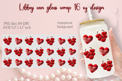 Valentines day pattern Libbey Can Glass Wrap 16oz design png Product Image 1