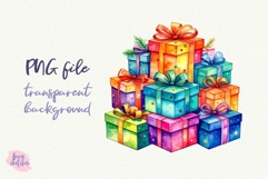 Retro Christmas Present Clipart Groovy Disco PNG Product Image 2