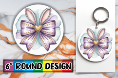 Enchanted Keychain Round Sublimation PNG, Easter Bow Product Image 1