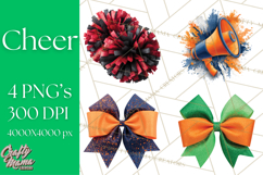 Cheerleader Clipart PNG with Glitter Pom and Color Splash Product Image 1